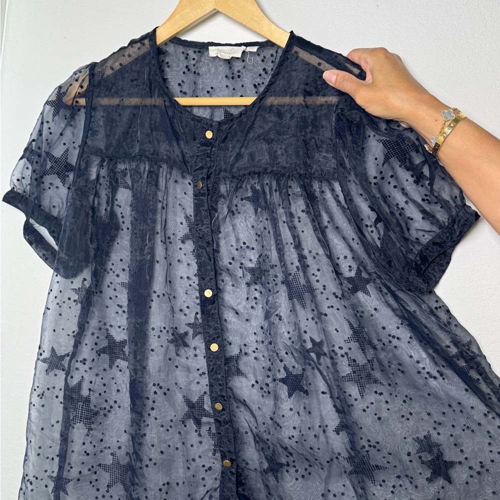 Sheer Blue Star Patterned Top